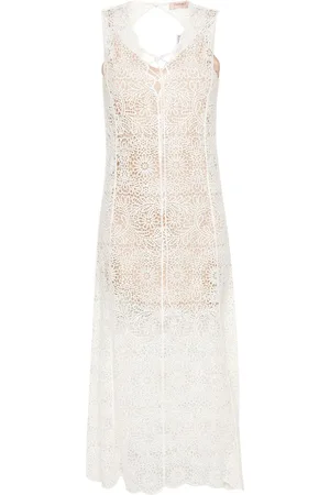 Twin-Set Semi-sheer crochet midi dress