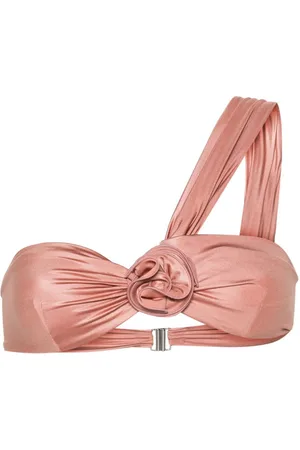 MAGDA BUTRYM Floral-appliqué one-shoulder bikini top