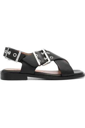 Ganni Crossover-strap bucked sandals