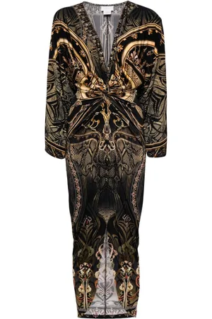 Camilla Graphic-print twist-front dress