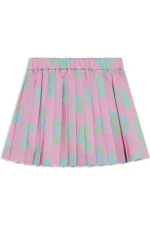 VERSACE Rose-print pleated miniskirt