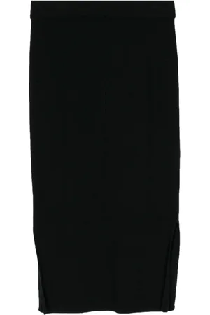 N.PEAL Side-slit cashmere skirt