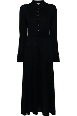 N.PEAL Polo-collar belted dress