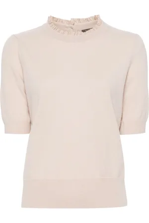 N.PEAL Ruffle-trim cashmere top