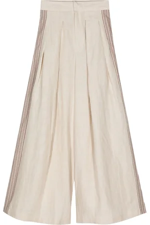 BIYAN Stripe-appliqué palazzo trousers