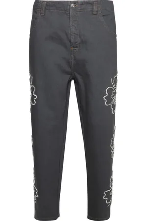 Bluemarble Hibiscus embroidered jeans