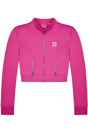 TEAM WANG design Logo-print cropped track jacket