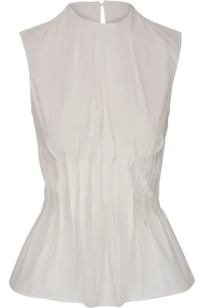 Khaite Westin pleated cotton-poplin top