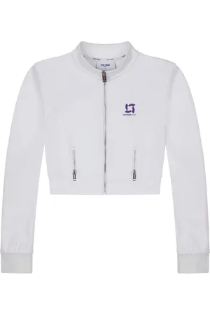 TEAM WANG design Logo-print cropped track jacket