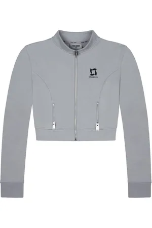 TEAM WANG design Logo-print cropped track jacket