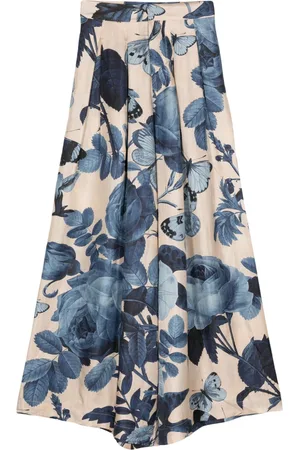 BIYAN Rose-print silk palazzo trousers