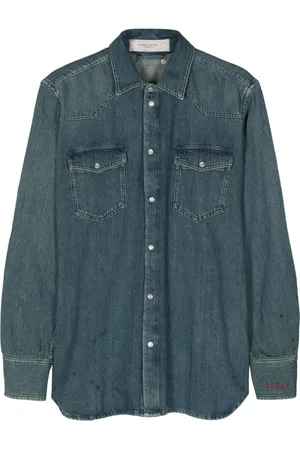 Golden Goose Axel star-appliqué denim shirt