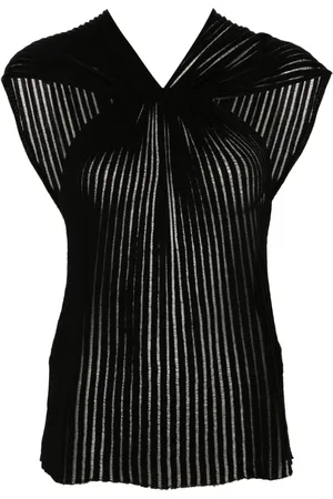Saint Laurent Criss-cross ribbed blouse