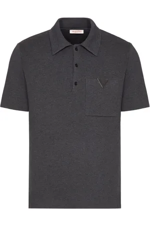 VALENTINO GARAVANI Logo-plaque mélange-effect polo shirt