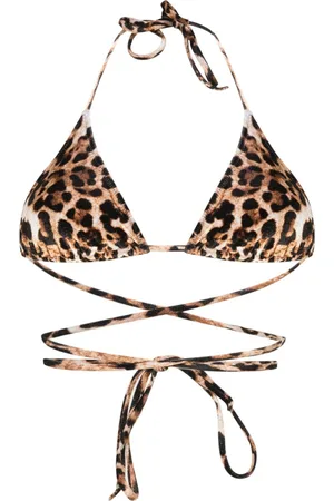 Vetements Leopard-print velour bikini top