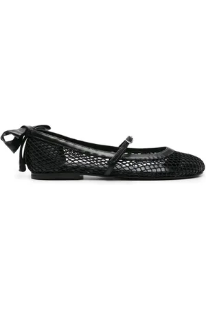 Gia Borghini Bow-detail mesh ballerina shoes