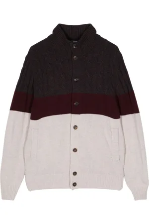 Cruciani Colour-block cable-knit cardigan