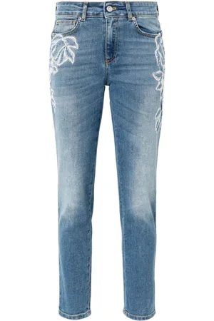 Ermanno Firenze Floral-embroidery skinny jeans