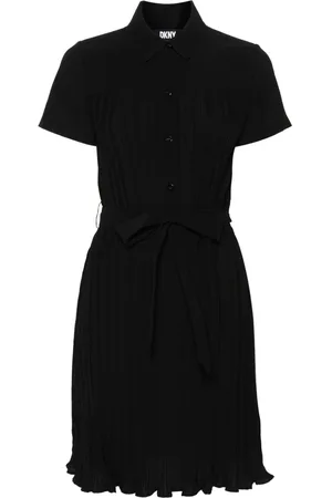 DKNY Belted plissé mini dress