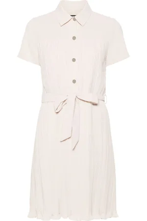 DKNY Belted plissé mini dress