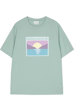 Maison Kitsuné Sunset Postcard-print cotton T-shirt