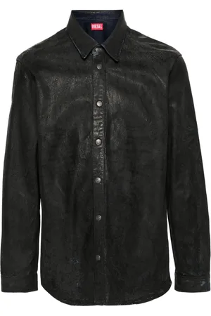 Diesel Cracked press-stud shirt