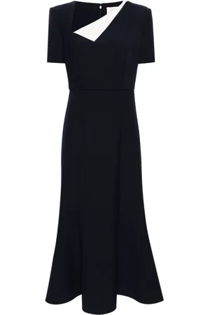 Roland Mouret Asymmetric-neck crepe maxi dress