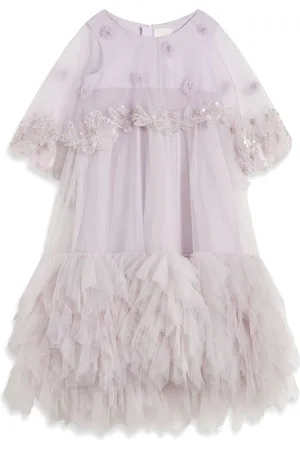 Maison Ava Floral-appliquétulle-overlay dress