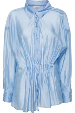BLANCA Pleated spread-collar shirt