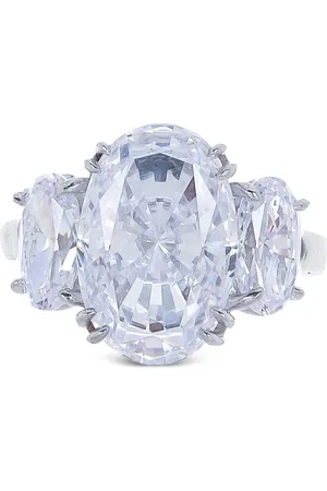 FANTASIA BY DESERIO 14kt white gold triple oval ring