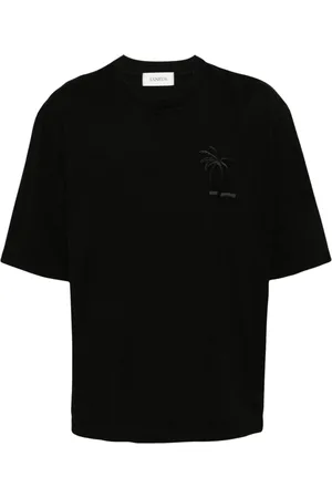 LANEUS Palm logo-embroidered cotton T-shirt