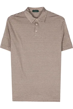 ZANONE Striped linen-blend polo shirt
