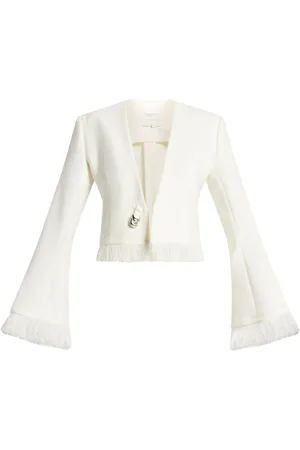 CHATS BY C.DAM V-neck fringed cropped jacket