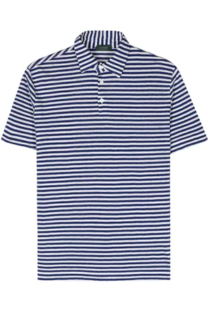 ZANONE Striped linen-blend polo shirt