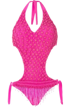 AMIR SLAMA Embroidered cut-out one-piece