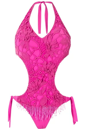 AMIR SLAMA Embroidered cut-out one-piece