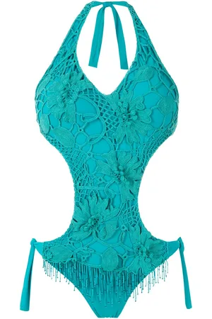AMIR SLAMA Embroidered cut-out one-piece