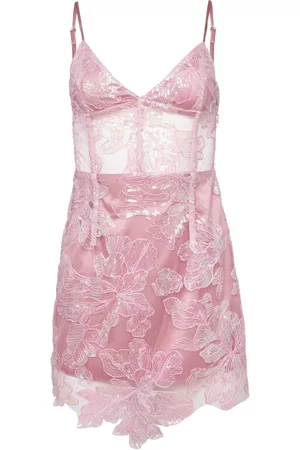 FLEUR DU MAL Floral-embroidered sequinned mini dress