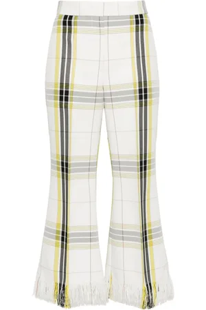 Msgm Plaid cropped flared trousers