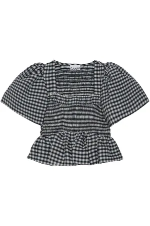 Ganni Check-print blouse