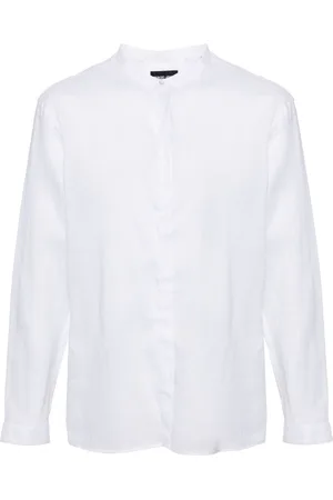 Giorgio Armani Band-collar linen shirt