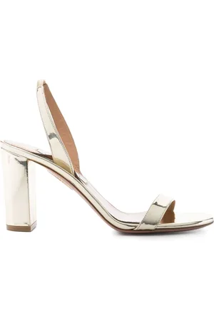 Aquazzura 85mm So Nude metallic leather sandals