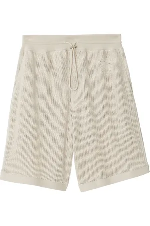 Burberry Embroidered-logo mesh cotton shorts