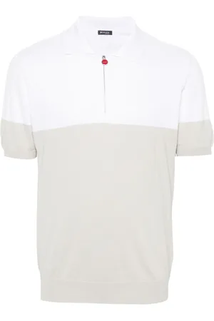 Kiton Fine-ribbed two-tone polo shirt
