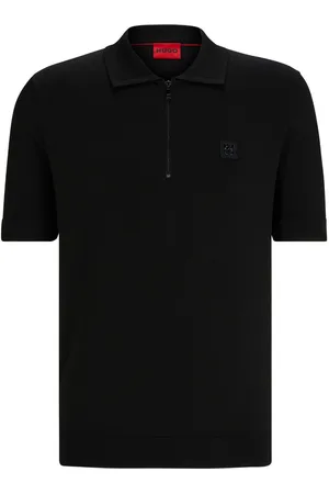 HUGO BOSS Logo-appliqué zip-up polo shirt