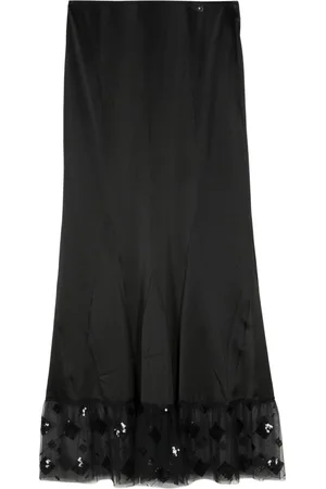 CHANEL 2002 mesh-hem silk skirt