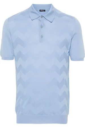 Kiton Chevron-detail fine ribbed polo shirt