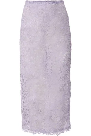 Carolina Herrera Floral-lace midi skirt