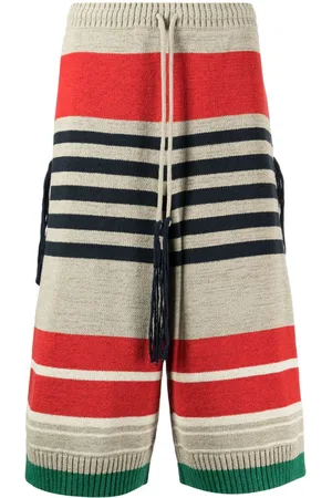 CRAIG GREEN Striped ribbed-knit shorts