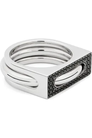 TOM WOOD Black-spinel rings (set of two)